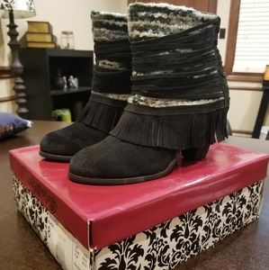 Naughty Monkey black Suede fringe booties
